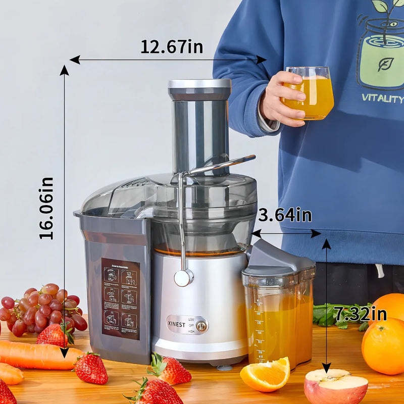 Xinest Extractor de Jugos 1200W Automático para Frutas y Verduras
