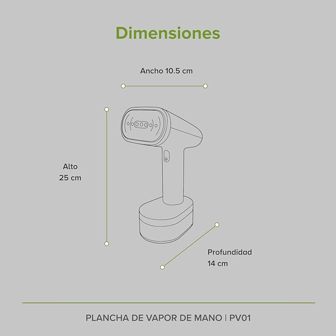 AVERA Plancha de Vapor de Mano PV01, Compacta, 1500W, Antigoteo