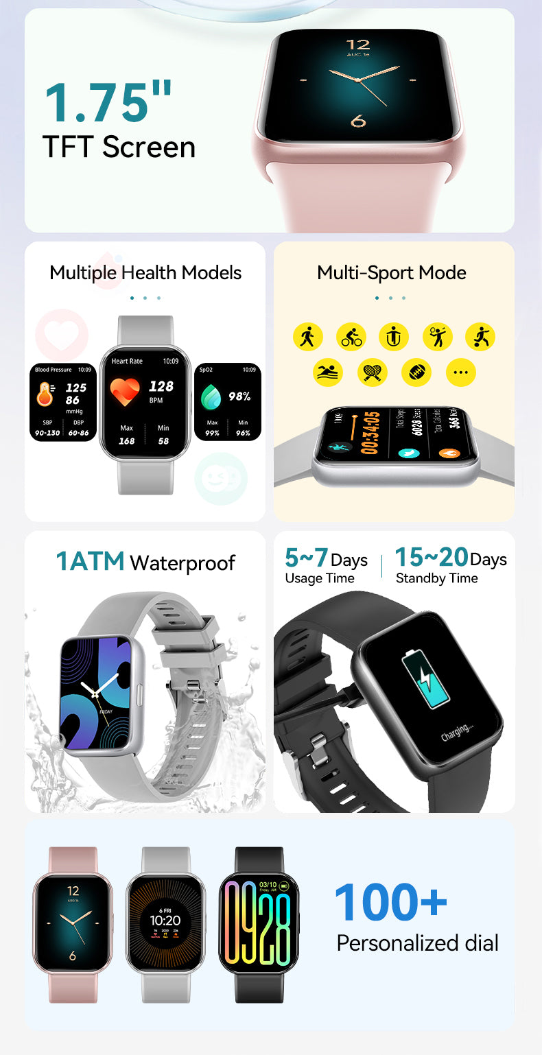 Smartwatch Valdus VS13 Fitness con Pantalla TFT HD 1,75" IP65