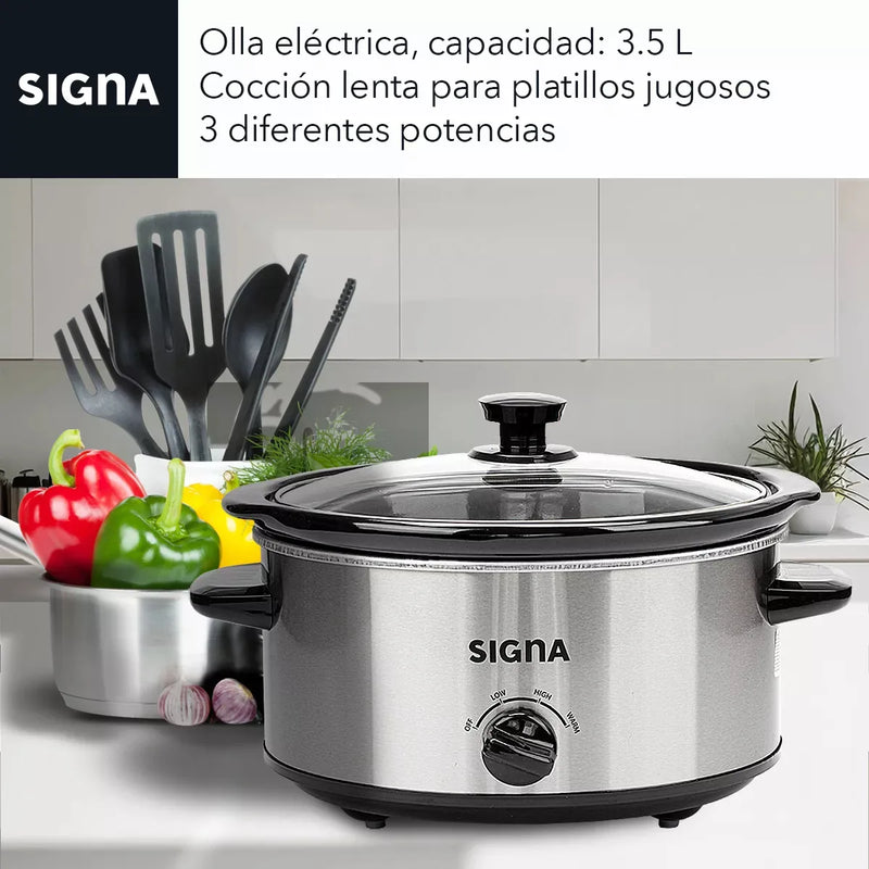 Olla Eléctrica Vapor y Cocción Lenta 3.5L Acero Inoxidable 120V
