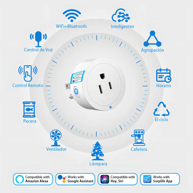 Enchufe Inteligente WiFi Vanance 2 Unidades, Compatible con Alexa y Google Home