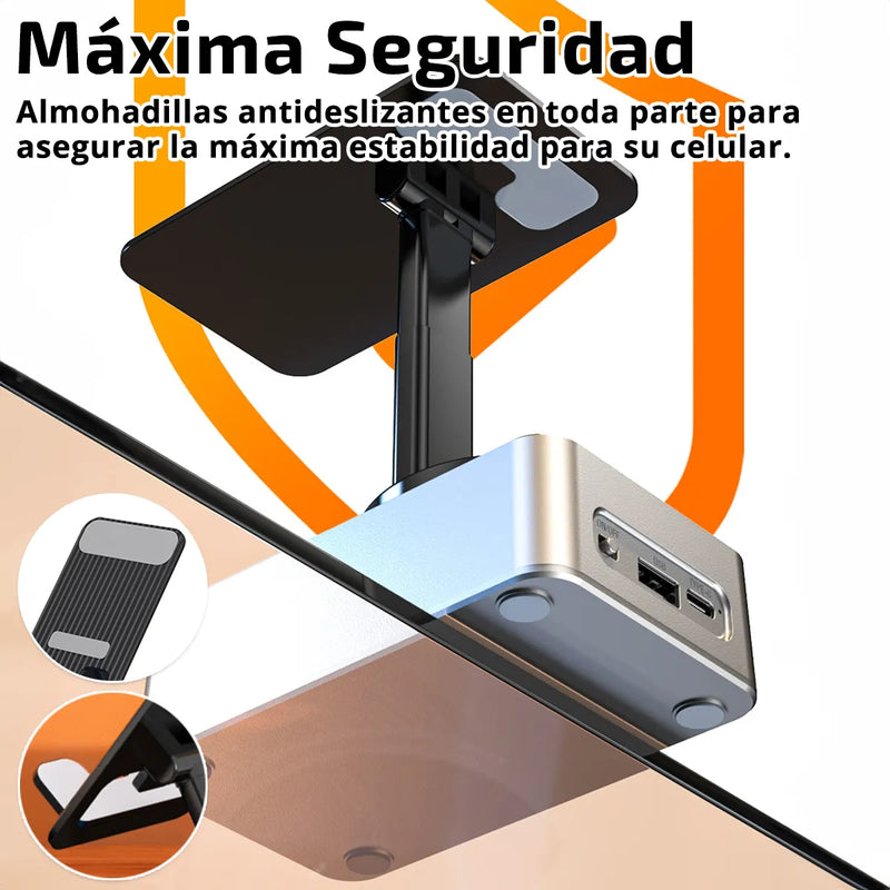 Bocina Bluetooth Inalámbrica 2 en 1 con Soporte para Celular, Portátil y Multifuncional