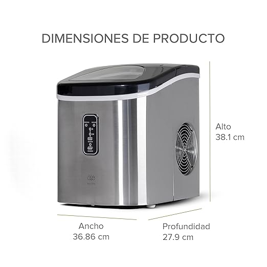 AVERA Máquina de Hielo Tipo Bala, Hasta 12 kg/Día, Acero Inoxidable, Para Casa y Oficina