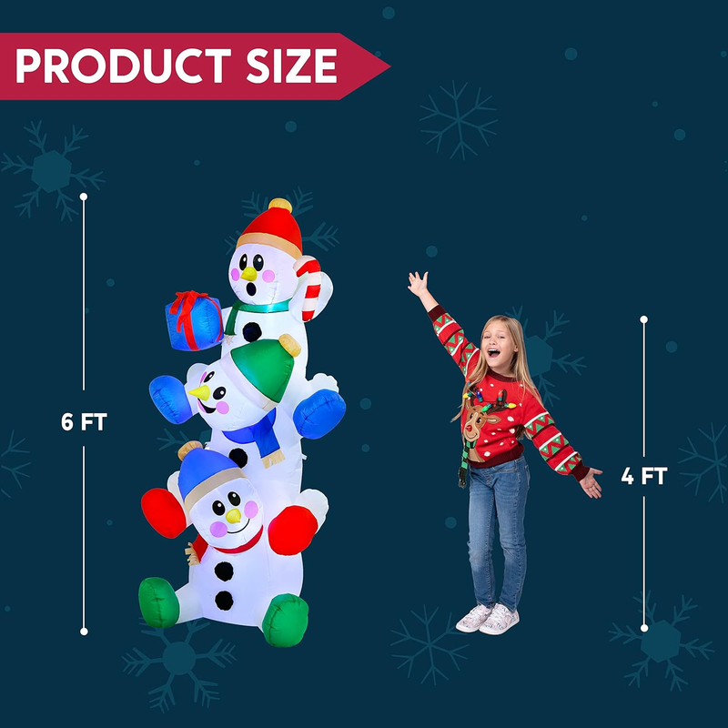 Muñeco de Nieve Inflable 1.8m con Luces LED Navidad Exterior e Interior