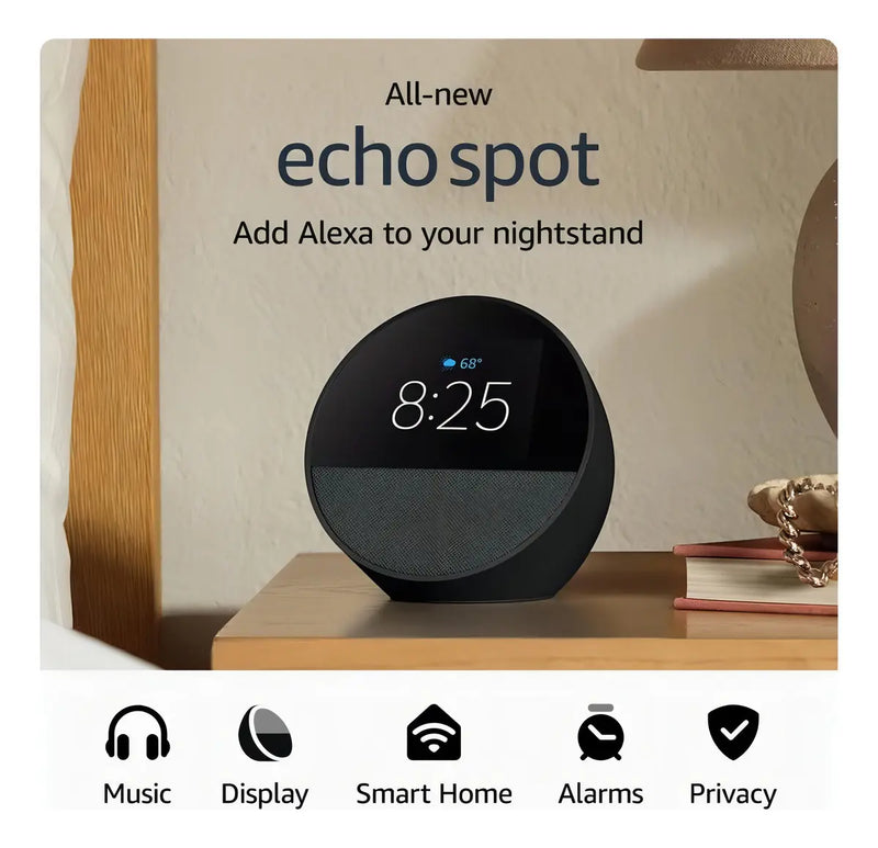 Echo Spot con Alexa Pantalla Táctil Bluetooth WiFi 1.83" Negro