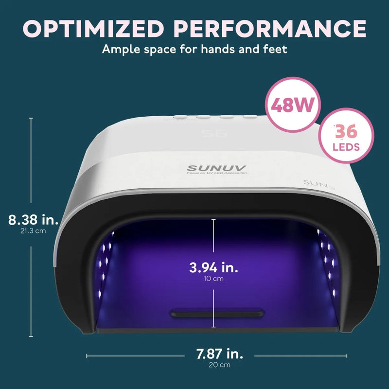 Lámpara de Uñas LED UV 48W Profesional Portátil para Gel y Acrílico