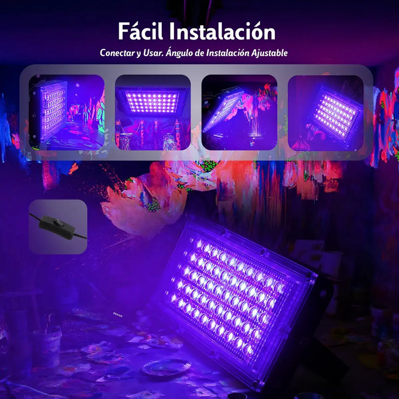 Kit 2 Reflectores LED UV 50W para Fiestas y Eventos