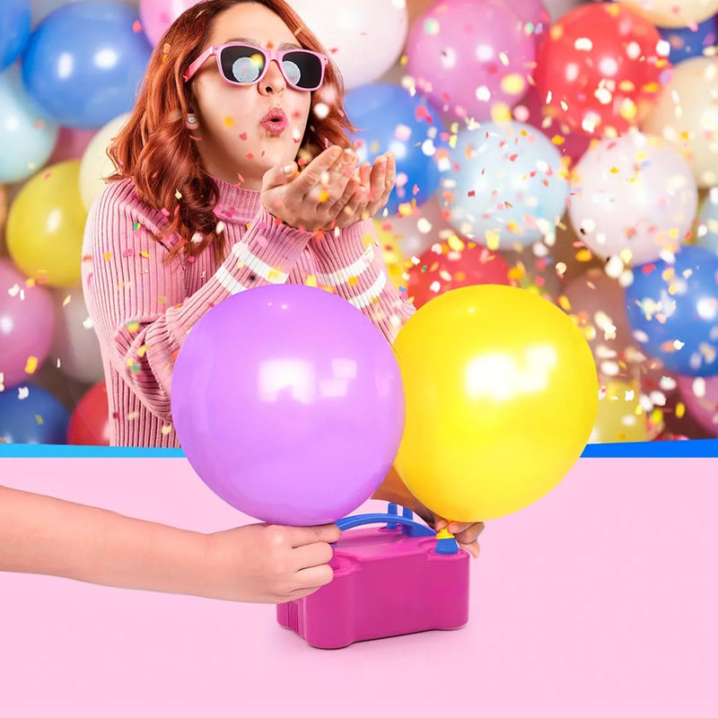 Bomba Eléctrica Inflable de Globos, Doble Boquilla de Alta Presión Portátil
