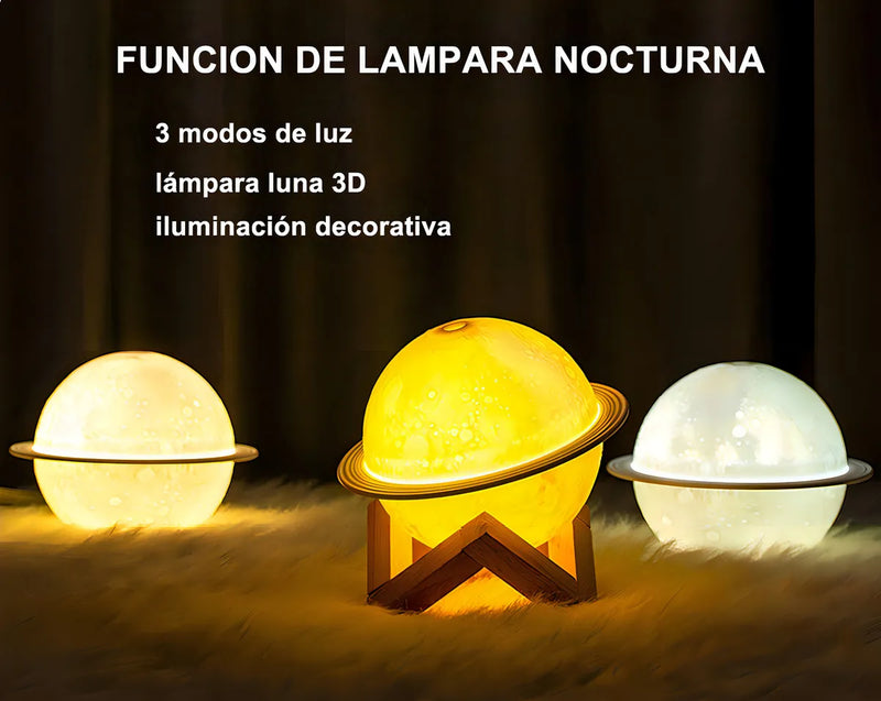 Ichido Humidificador Luna LED USB, Aromaterapia Silencioso con 3 Luces
