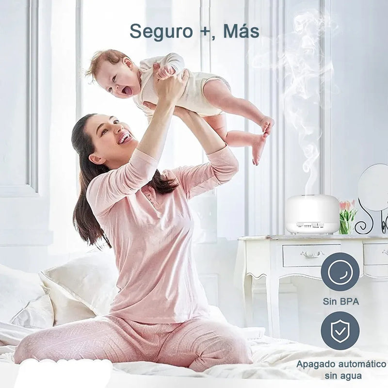 Difusor de Aroma Inteligente 500ml con Bluetooth, Humidificador Ultrasónico Blanco LED