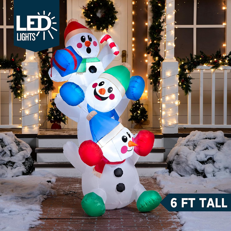 Muñeco de Nieve Inflable 1.8m con Luces LED Navidad Exterior e Interior