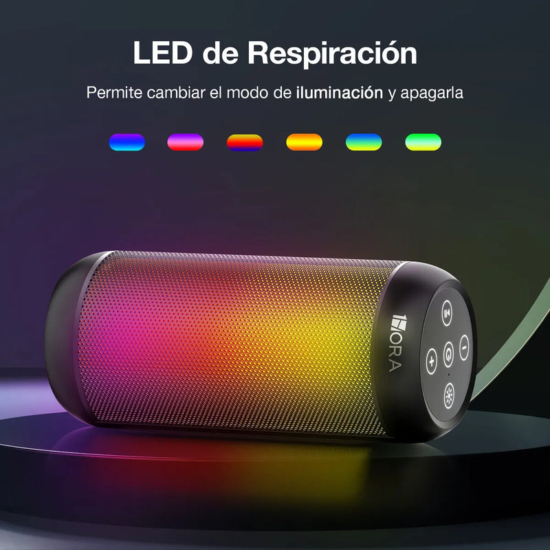 Bocina Bluetooth Portátil con Subwoofer y Luces RGB, Altavoz Inalámbrico USB/TF/AUX