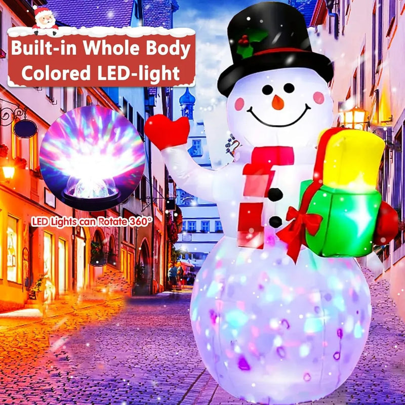 Muñeco de Nieve Inflable de Navidad con Luz LED, Decoración Navideña Exterior e Interior