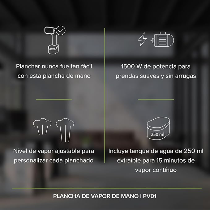 AVERA Plancha de Vapor de Mano PV01, Compacta, 1500W, Antigoteo