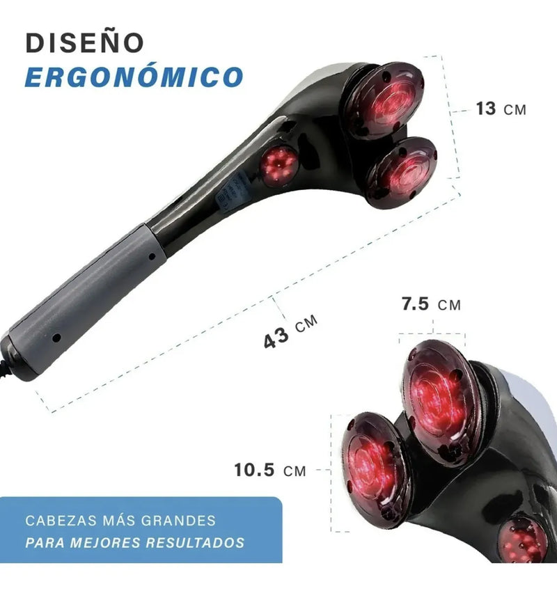 Masajeador Pistola Eléctrico con Doble Cabeza para Espalda, Cuello y Cuerpo