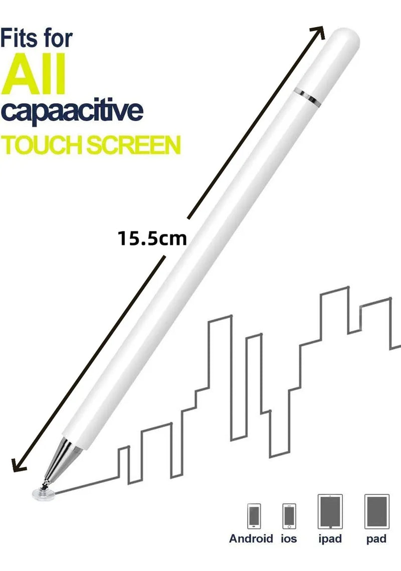 Lápiz Táctil Óptico Universal Blanco, Pluma de Aluminio Compatible con Celulares y Ordenadores