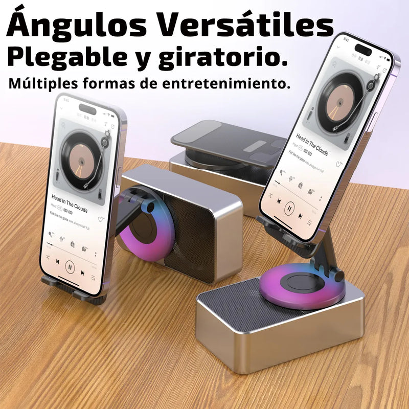 Bocina Bluetooth Inalámbrica 2 en 1 con Soporte para Celular, Portátil y Multifuncional