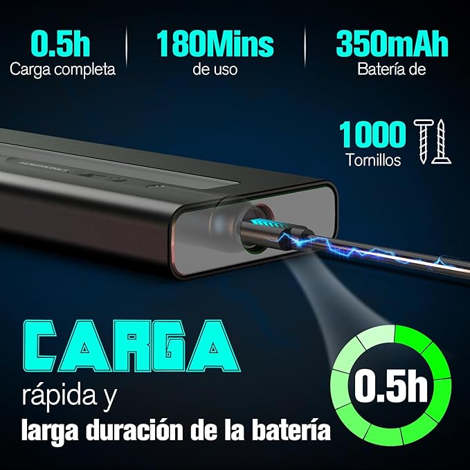 Destornillador Eléctrico de Precisión 52 en 1 Homtronics, Recargable, Inalámbrico y con Luz LED