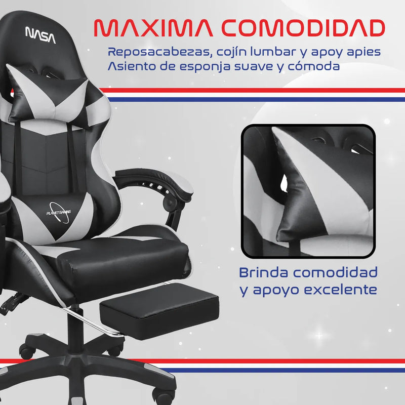 Silla Gamer N.A.S.A Marte Ergonómica con Masajeador Lumbar USB