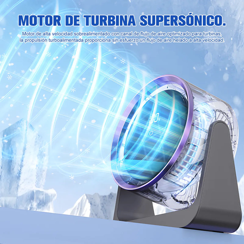 Ventilador de Escritorio USB Recargable 5 Velocidades con Luz LED