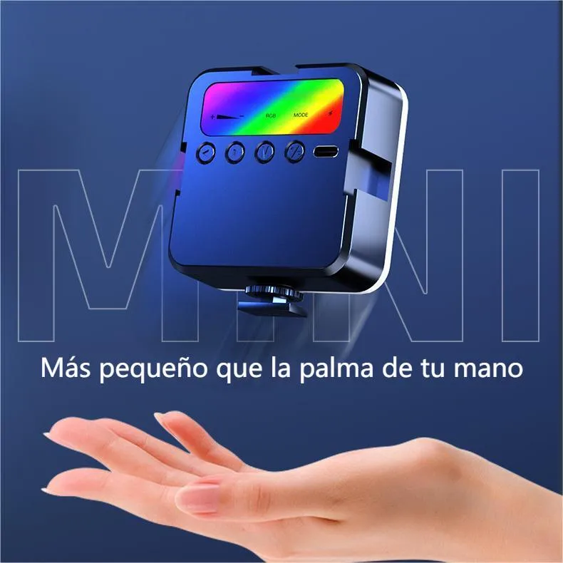 Rgb Led Luz De Video Con Soporte De Teléfono Y Clip De Luz