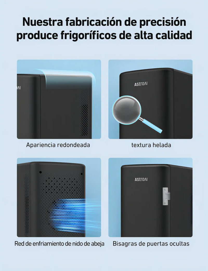 Mini Refrigerador 6L (8 Latas), Frigobar Portátil AC/DC para Habitación, Oficina, Auto y Viaje