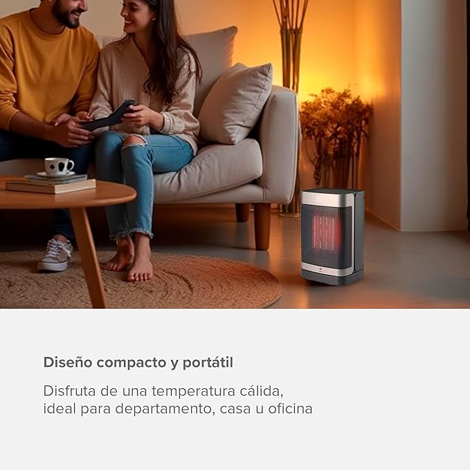 Calentador Eléctrico Portátil AVERA CAL03 con Control Remoto, Pantalla Digital y 2 Potencias