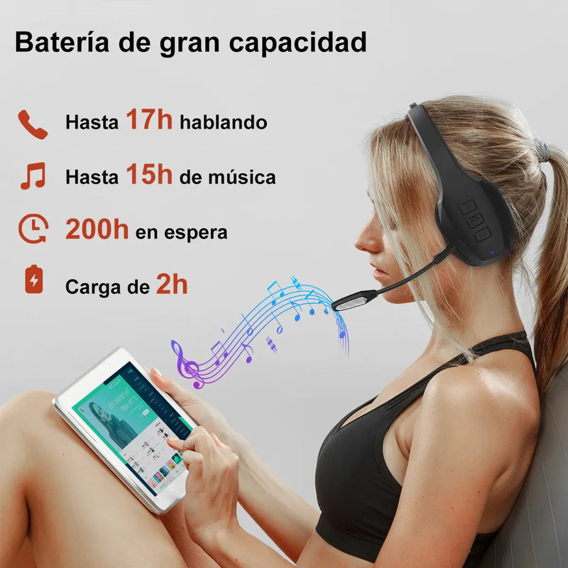 Audífonos Bluetooth de Diadema con Micrófono Tipo Call Center