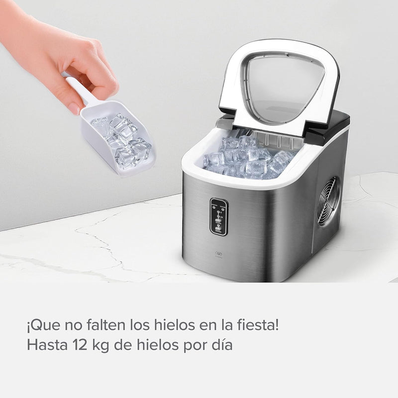 AVERA Máquina de Hielo Tipo Bala, Hasta 12 kg/Día, Acero Inoxidable, Para Casa y Oficina
