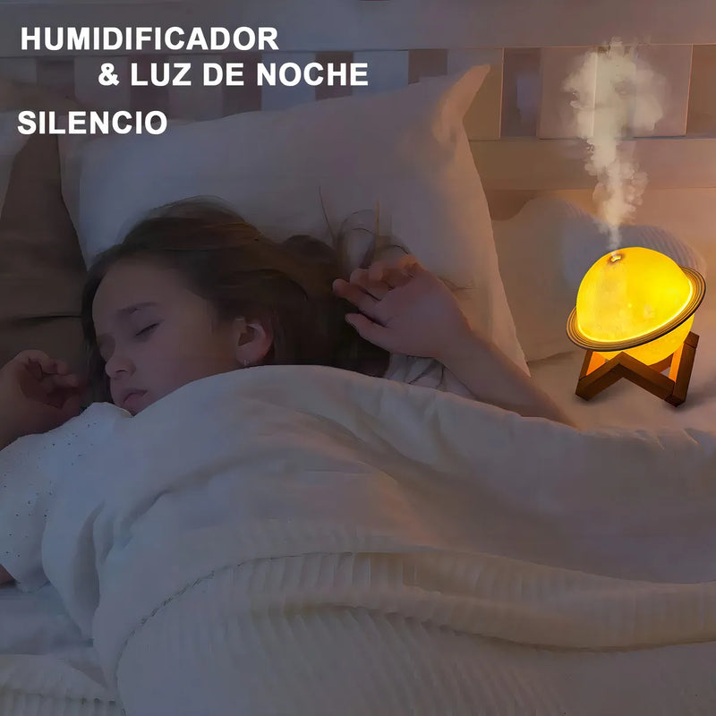 Ichido Humidificador Luna LED USB, Aromaterapia Silencioso con 3 Luces