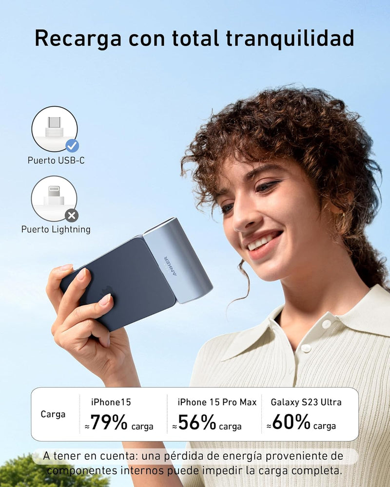 Anker Nano Power Bank 5000 mAh con Conector USB-C Plegable y Carga Rápida 22.5W