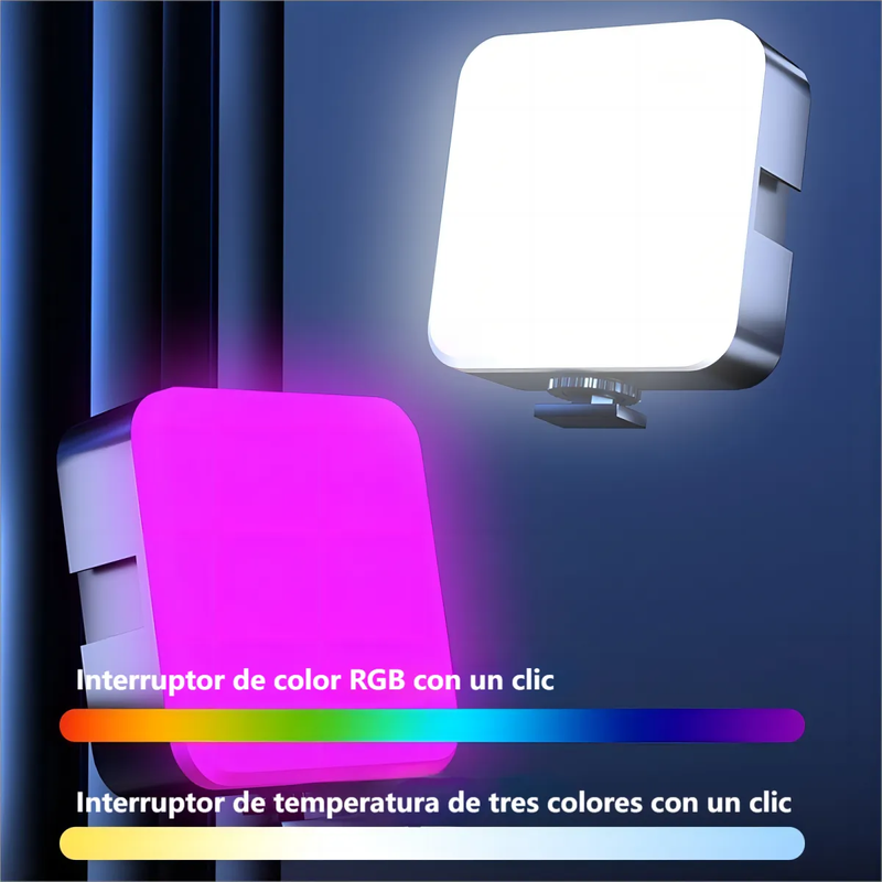 Rgb Led Luz De Video Con Soporte De Teléfono Y Clip De Luz