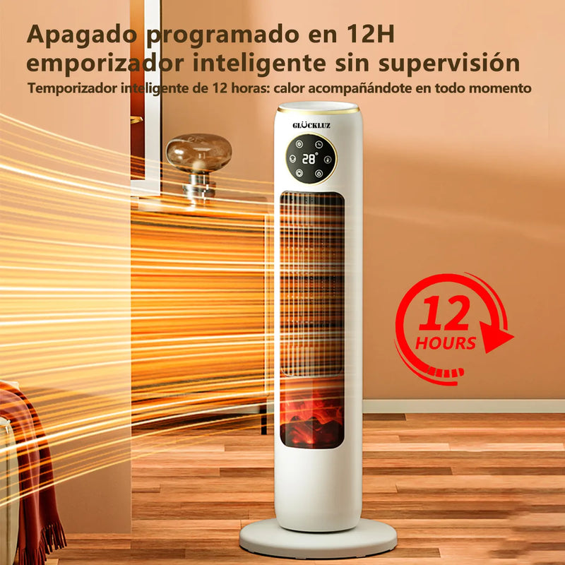 Glückluz Calefactor Eléctrico 2000W con Llama 3D, Calentador Rápido para Hogar