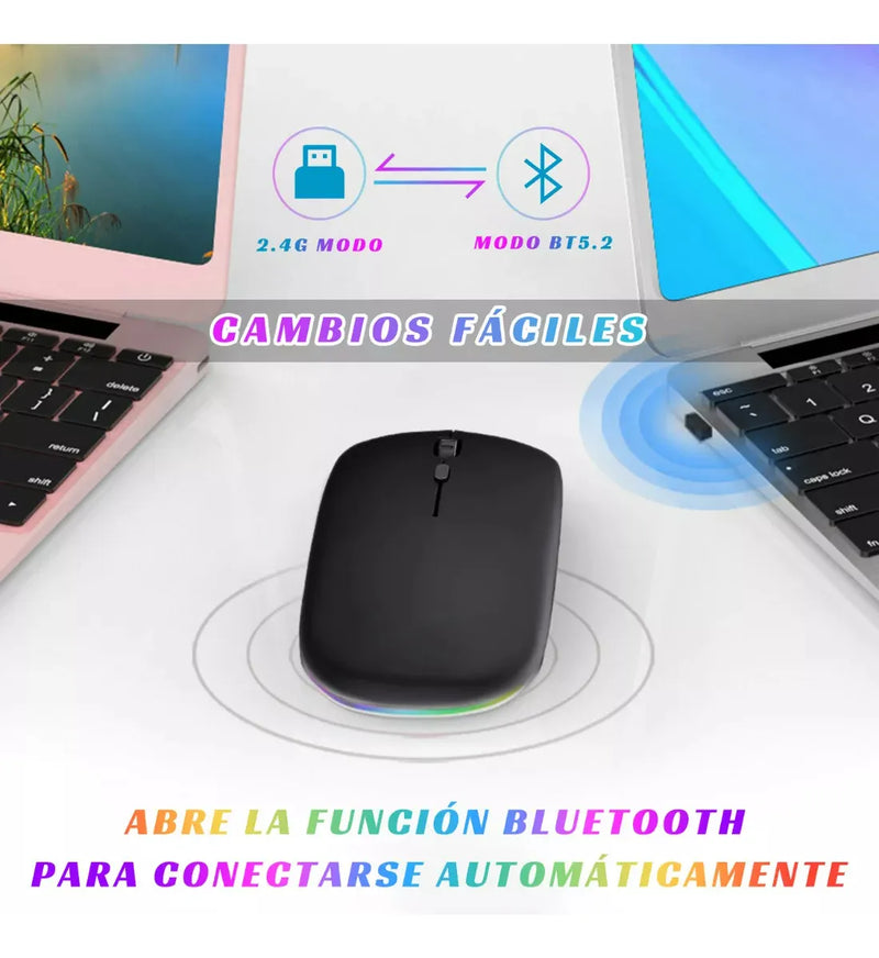 Ratón Inalámbrico Recargable MOYac 2 Piezas, Silencioso, 2.4G y Bluetooth