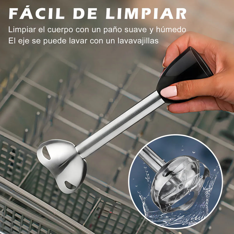 Kidomy Batidora de Inmersión 4 en 1, Licuadora Manual, Trituradora y Mezcladora, Negro