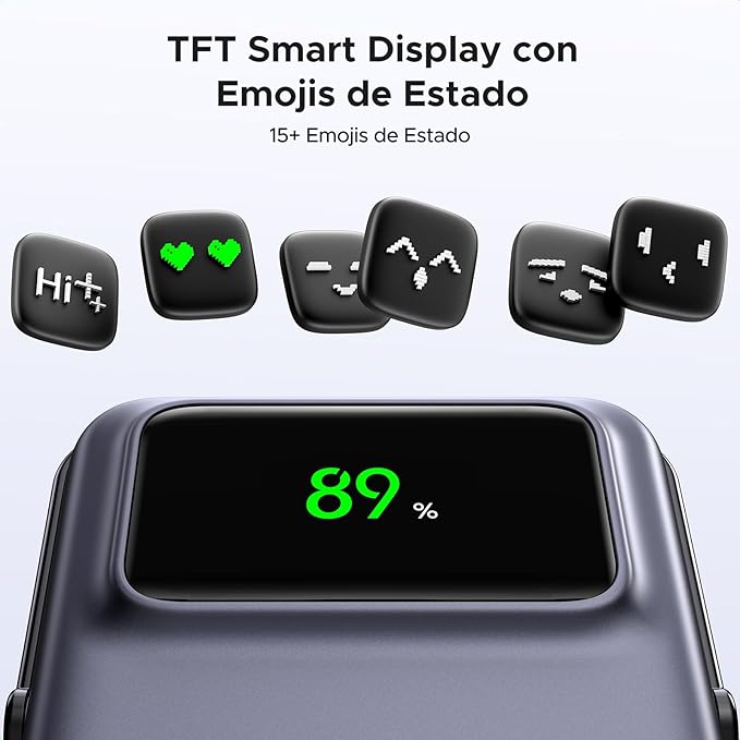 Cargador Portátil UGREEN 5000mAh Magnético con Pantalla TFT y Soporte, Carga Rápida 20W