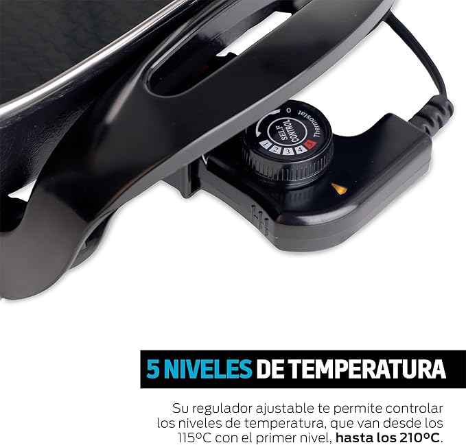 Sartén Eléctrico Antiadherente 4.5L con Tapa de Vidrio y Control de Temperatura, Redlemon
