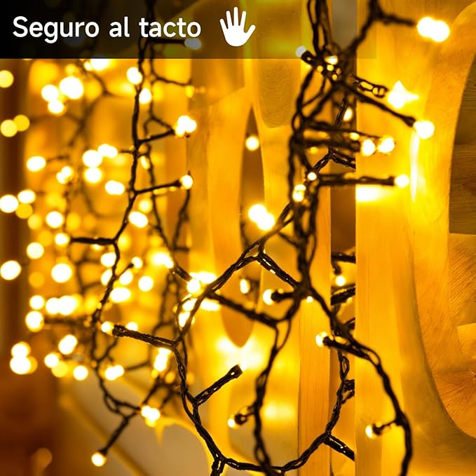 Luces Solares LED ELECGO 2x10M, Blanco Cálido, 8 Modos, IP65 Impermeable