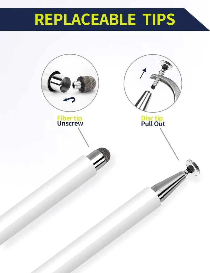 Lápiz Táctil Óptico Universal Blanco, Pluma de Aluminio Compatible con Celulares y Ordenadores