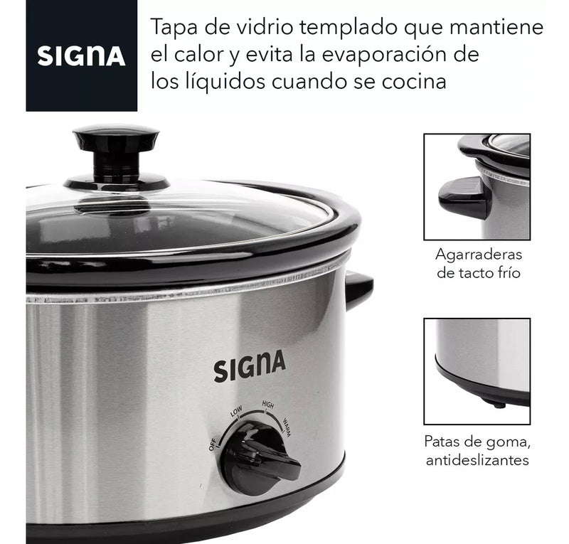 Olla Eléctrica Vapor y Cocción Lenta 3.5L Acero Inoxidable 120V