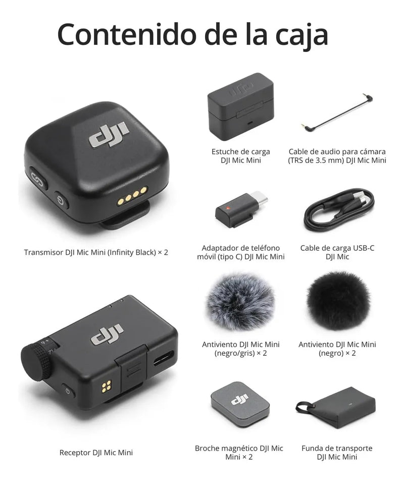 DJI Mic Mini 2 Micrófono Inalámbrico, 1Tx + 1Rx, Audio Profesional, Cancelación de Ruido