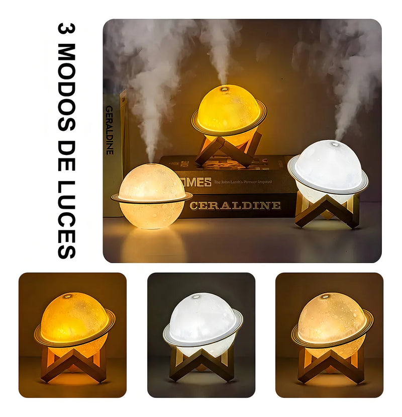 Ichido Humidificador Luna LED USB, Aromaterapia Silencioso con 3 Luces