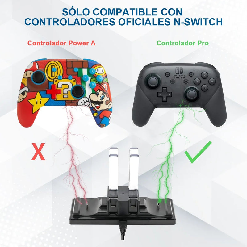 Base de Carga 6 en 1 para Joy-Con Nintendo Switch, Estación de Carga Rápida y Organizador