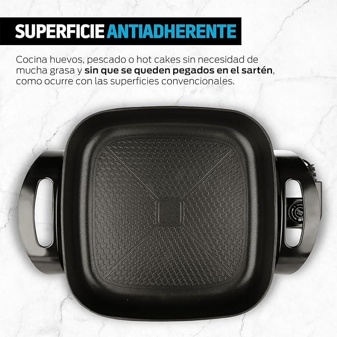 Sartén Eléctrico Antiadherente 4.5L con Tapa de Vidrio y Control de Temperatura, Redlemon