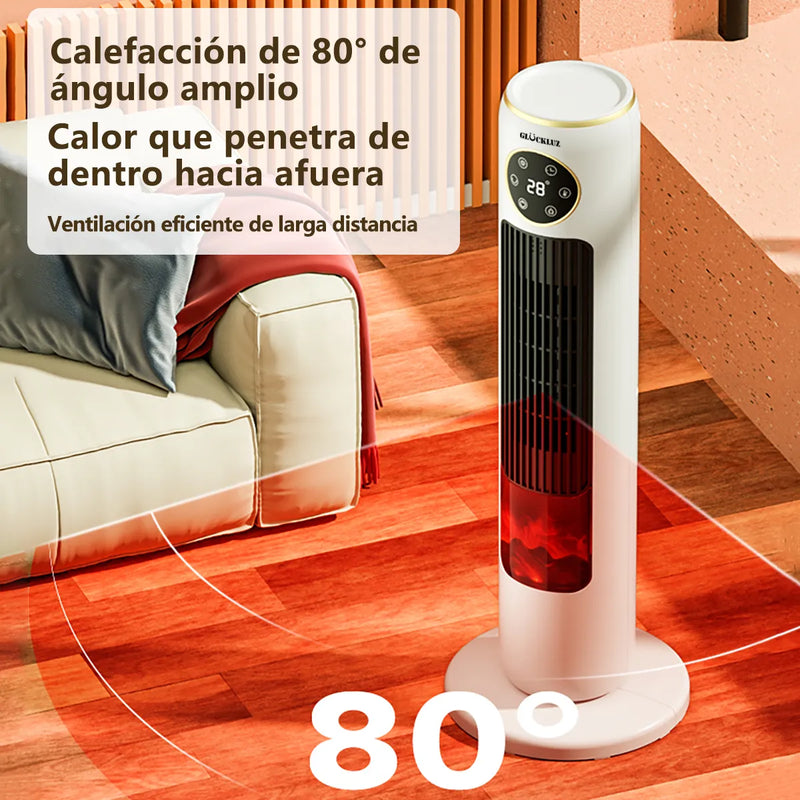 Glückluz Calefactor Eléctrico 2000W con Llama 3D, Calentador Rápido para Hogar