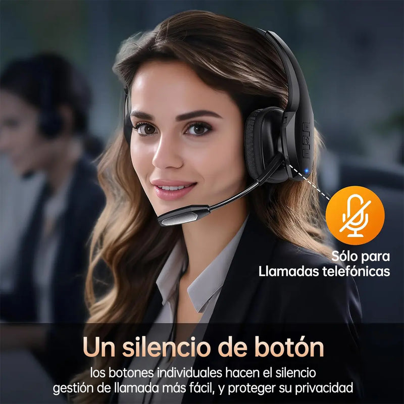 Audífonos Bluetooth de Diadema con Micrófono Tipo Call Center