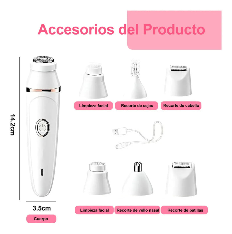 Depiladora Eléctrica Multifuncional 7 en 1 para Mujer, Kit Completo