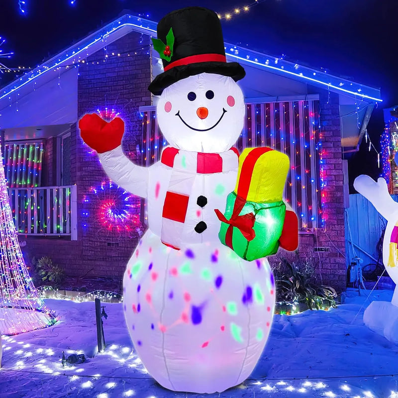 Muñeco de Nieve Inflable de Navidad con Luz LED, Decoración Navideña Exterior e Interior