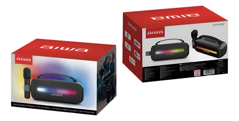 Bocina Portátil Aiwa AWSS40BT Bluetooth con Karaoke, Micrófono y Luces LED