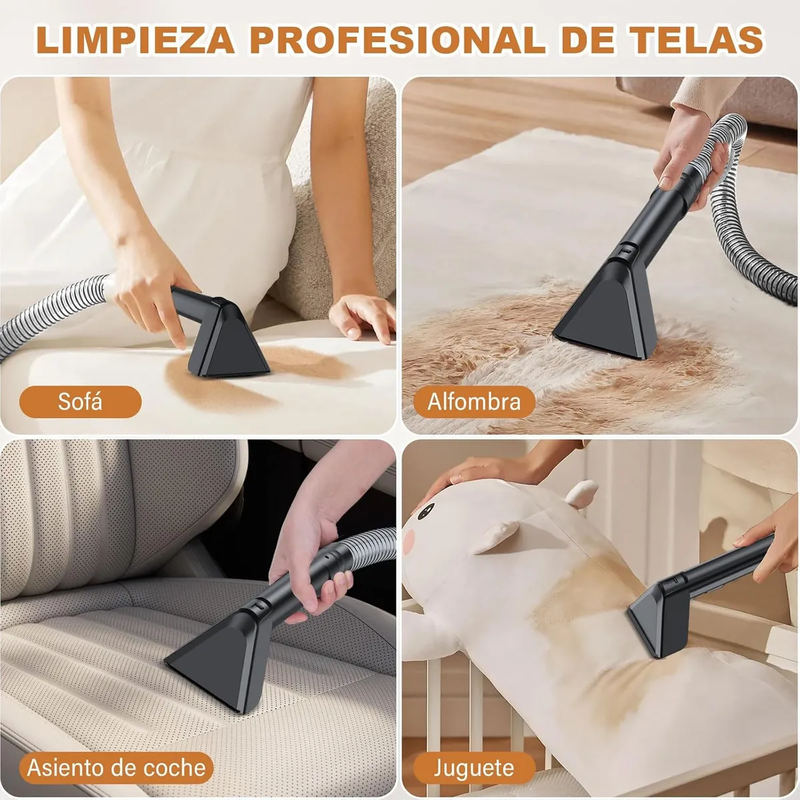 Aspiradora Extractora Profesional 16KPA para Alfombras y Tapicería, Tanques 1.8L + 1.3L